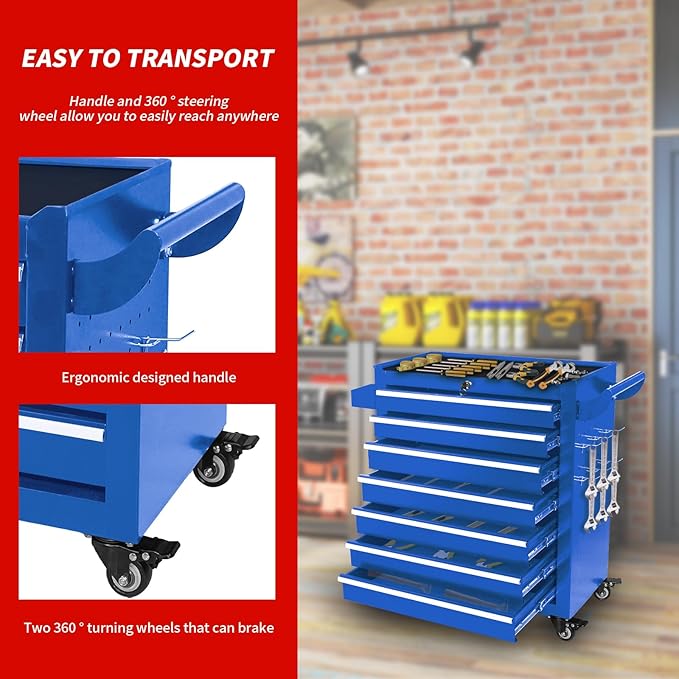 7-Drawer Tool Chest with Wheels & Drawers, Toolbox Organizer Storage - Image 4