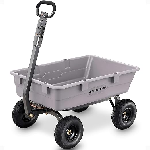 Gorilla Carts Heavy-Duty Poly Dump Cart, 5 Cu Ft Tub, 800 lb Haul Capacity by GorillaCarts