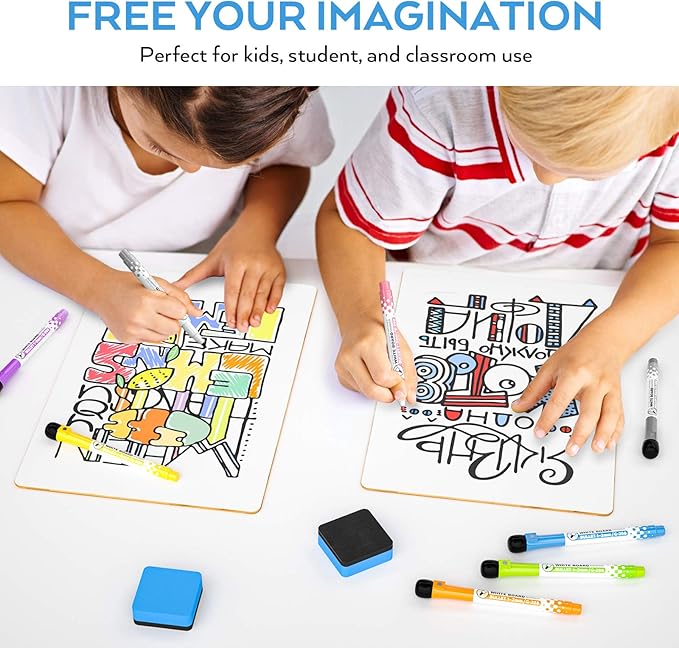 Nicpro Dry Erase Lap Board 9 x 12 inches 2 Pack Kid Double Sided Blank Small - Image 7