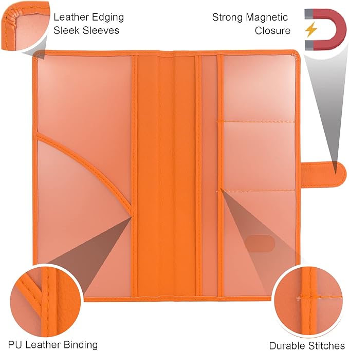 Car Registration and Insurance Holder, Leather Magnetic Shut Vehicle Glove Box - Image 2