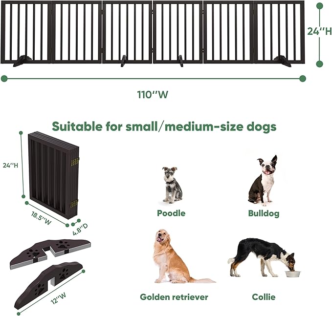 Brown Freestanding Foldable Pet Gate - Image 2