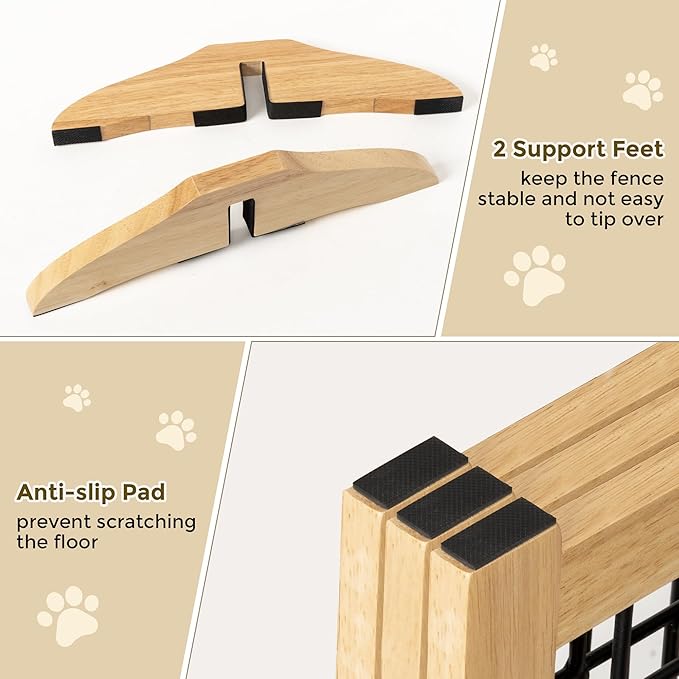 Wire Dog Gate Solid Wood Frame, Anti-Chewing, Indoor Freestanding Pet Gate - Image 5