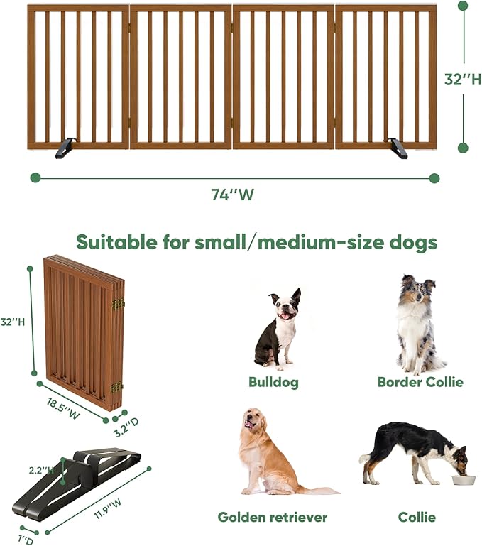 Dog Gates for Doorways, Tall Dog Gate Indoor, Foldable Pet Gates for Doorways - Image 2