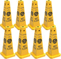 Caution Wet Floor Sign, 26.4-Inch Safety Cone, 8 Pack Yellow Plastic, by YOURSAFETYOURPRIORITY