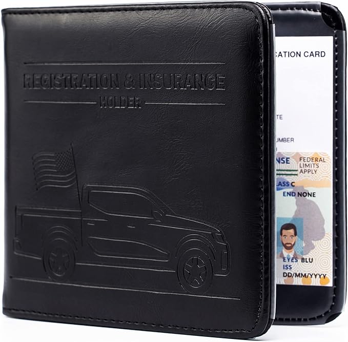 CANOPUS Car Registration and Insurance Holder, Magnetic Closure, Embossed Card by CANOPUS