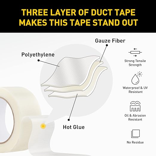 Lichamp 6 Rolls Clear Duct Tapes Heavy Duty, Waterproof No Residue Clear Duct - Image 4