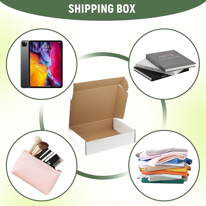 25 Pack 12"x9"x3" inch Small Shipping Boxes White Corrugated Cardboard Box - Image 4