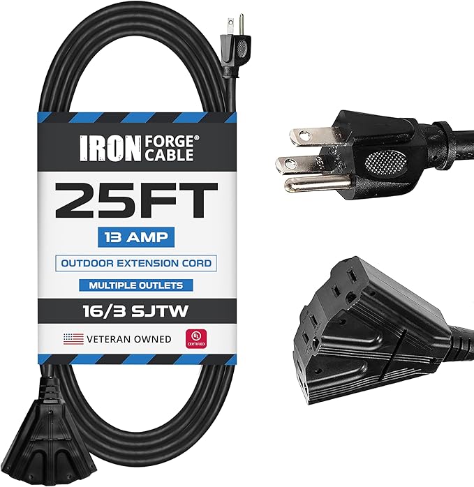 Iron Forge Cable 25 Ft Black Extension Cord by IronForgeCable