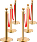6PCS Stainless Steel Stanchions w/ 4 Red Velvet 5ft Carpet Ropes by Unknown