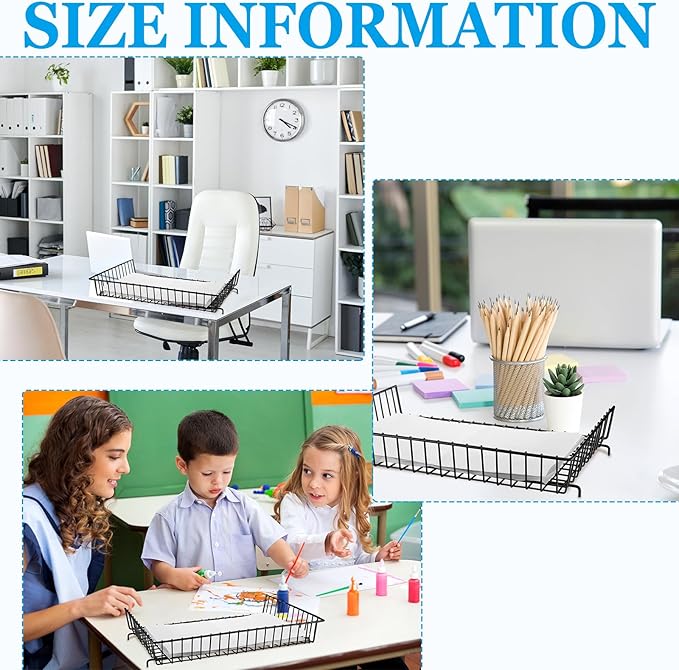 Hicarer 2 Pcs Metal Paper Tray 11 x 17 Inch Iron Wire Grid Desk File Document - Image 4