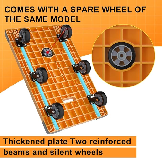 WUD Push Cart, Folding Mobile Platform Trolley, Thickened and Reinforced - Image 2