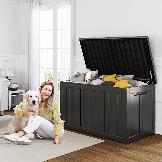 280 Gallon Resin Deck Box, Lockable Patio Outdoor Storage Box - Image 4