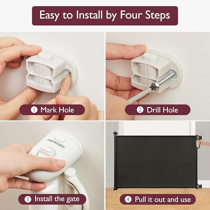 Retractable Baby Gate, Momcozy Extra Wide Mesh Baby Gates - Image 6