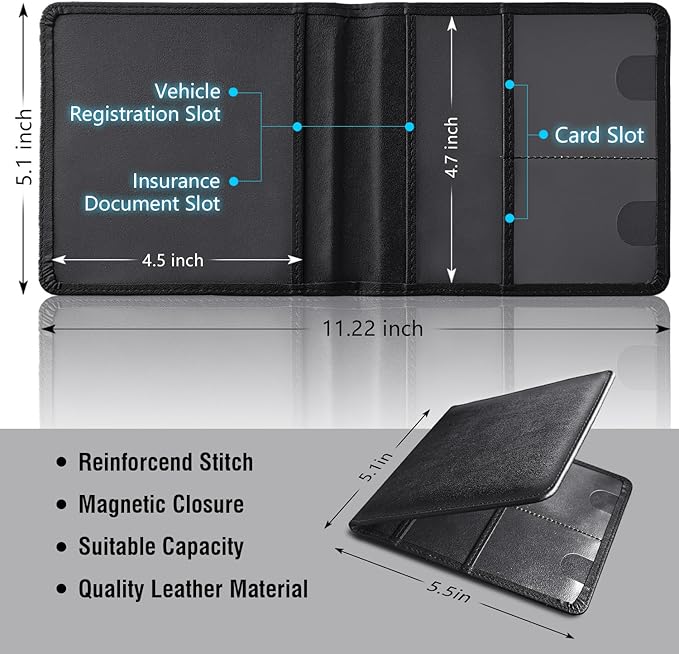 Tri-Color Sports Car Leather Registration and Insurance Holder, Vehicle Glove - Image 2