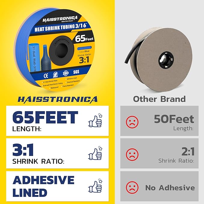 haisstronica 3:1 Heat Shrink Tubing, Shrink Ratio Adhesive Lined Marine Grade - Image 2