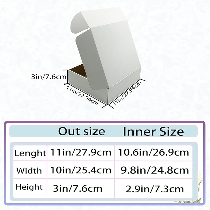 11x10x3 Inches White Shipping Boxes Set of 25，Cardboard Boxes Recyclable - Image 3