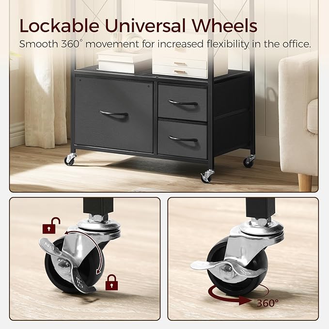 File Cabinet with Charging Station, 3 Drawer Lateral Filing Cabinet - Image 7