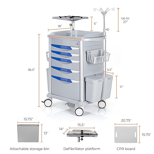 Stand Steady Emergency Crash Cart | Mobile Medical Cart - Image 7