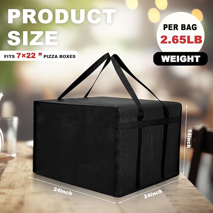 Maxcheck 2 Pcs Insulated Pizza Delivery Bag 24 x 24 x 14 Inch Pizza Warmer Bag - Image 2