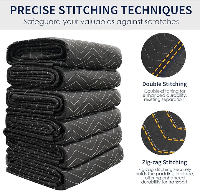 Moving Blankets Heavy Duty 12 Pack 72" x 80", Large Thick Quilted Furniture - Image 5