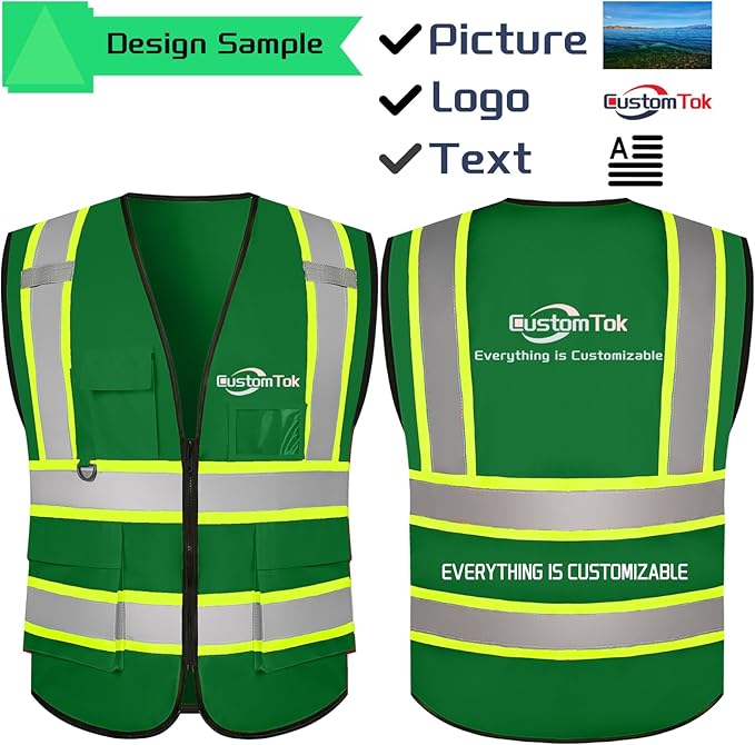 Custom Safety Vest with Logo Pockets High Visibility Reflective Vests - Image 4