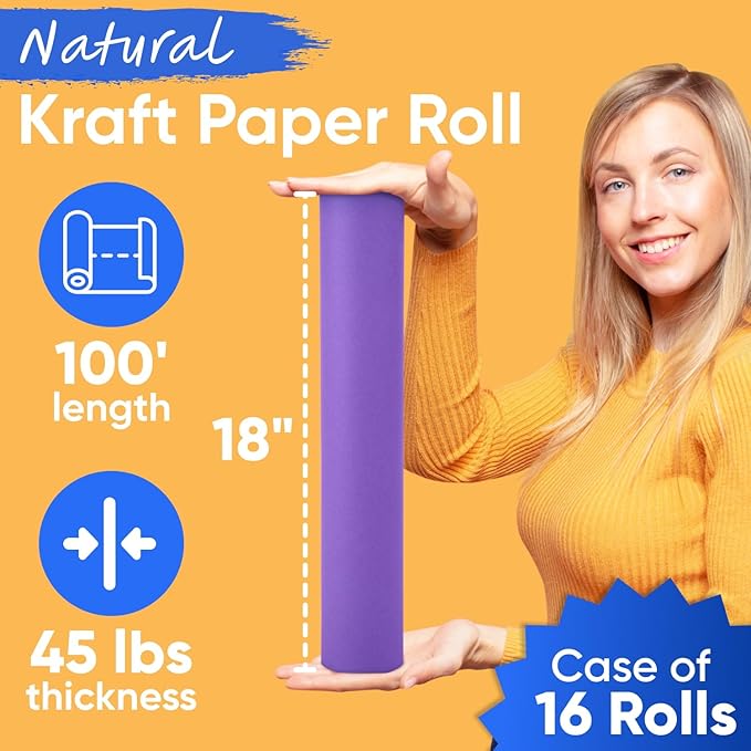 18" x 1200" Lilac Kraft Paper, 45 lbs Thickness, Made in USA Kraft Paper - Image 2