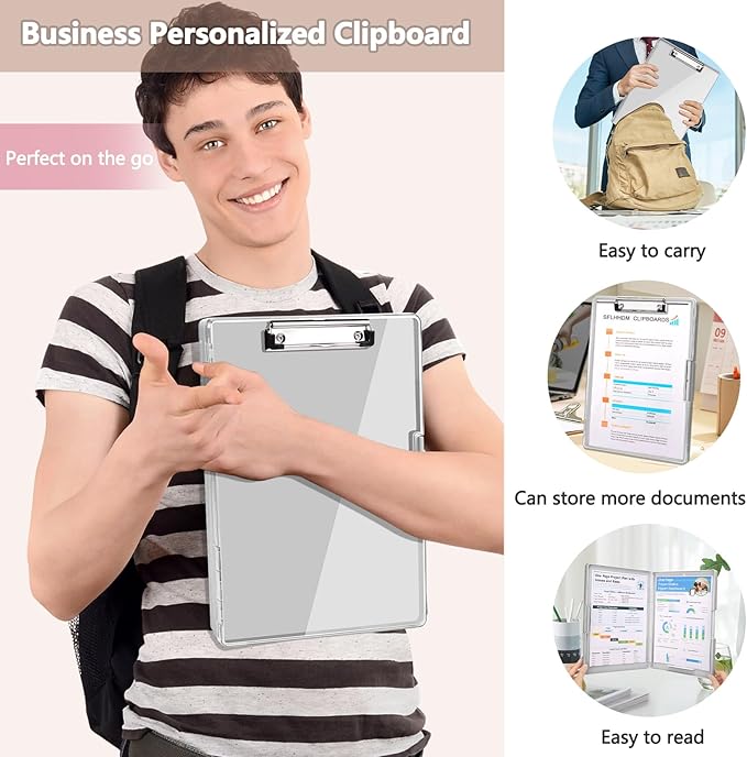 Clipboard with Storage, Heavy Duty Clip Boards 8.5x11 with 2 Storage Case - Image 8