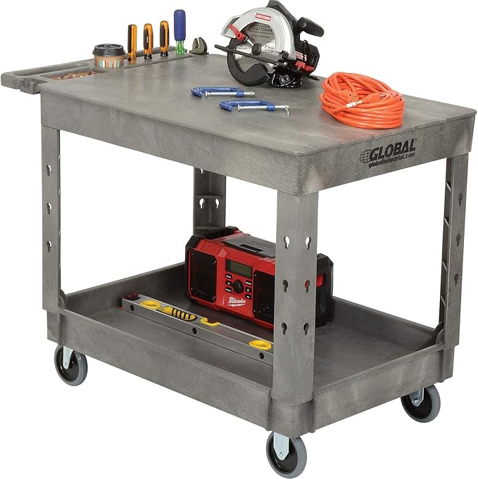 Global Industrial Plastic 2 Flat Shelf Service & Utility Cart - Image 3