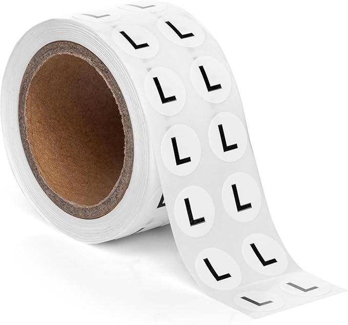 1000pcs Letter L Stickers, 0.5" Letter Sticker Dot Labels by SutterSigns