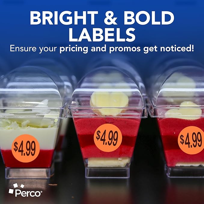 Perco Fluorescent Red 1-Inch Circle $4.99" Promotional Sale Stickers — 1 - Image 5