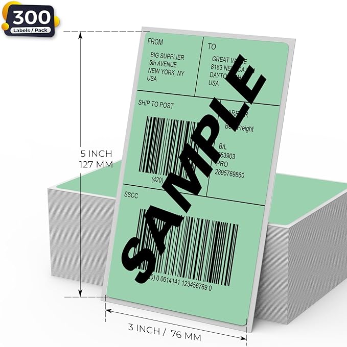 Green Thermal Labels 3 × 5 Inch Vinyl Self-Adhesive Fanfold Direct Shipping - Image 7