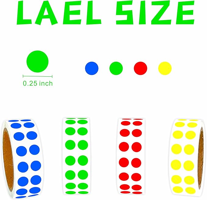 PARLAIM 1/4 Inch Round Adhesive Color-Code Dot Stickers, 4000 Circle Coding - Image 2