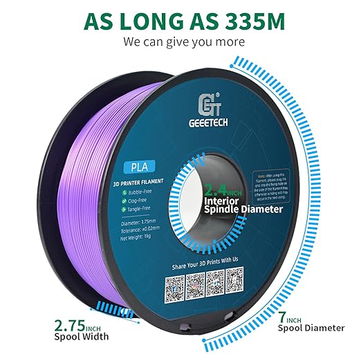Geeetech Purple PLA 3D Printer Filament, 1kg Spool, Upgrade Tidy Winding - Image 2