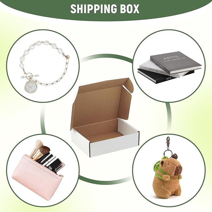 10 Pack 7"x5"x2" inch Small Shipping Boxes White Corrugated Cardboard Box - Image 4