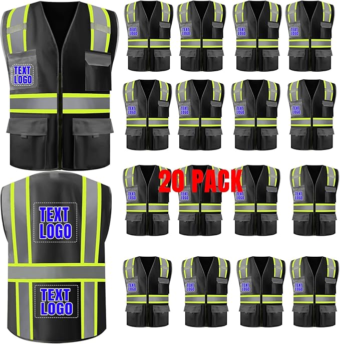 BeautyWill 10/20 Pack Custom Logo Safety Vest, Bulk High Visibility Class 2 by BeautyWill