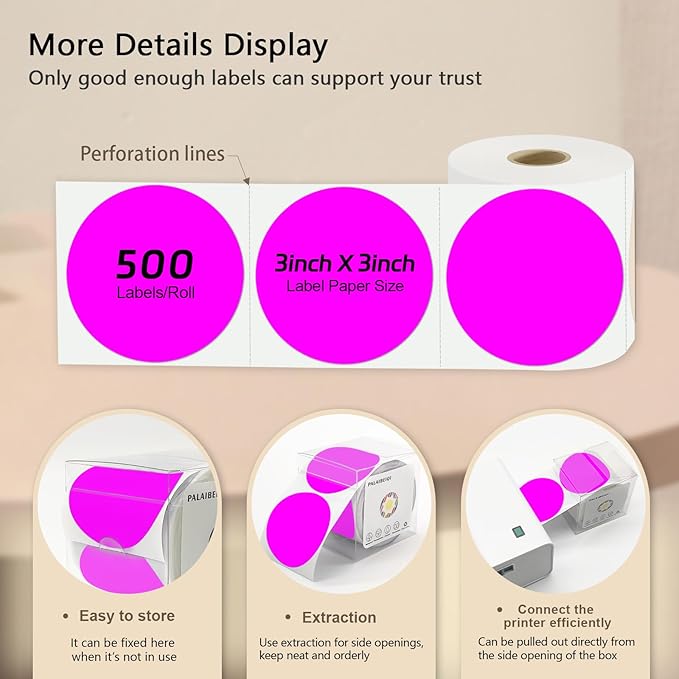 3 X 3 Inch Round Thermal Labels Circle Color Coding Labels Printable Waterproof - Image 4