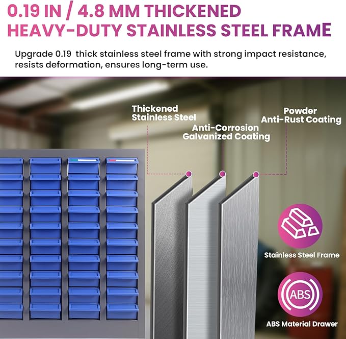 40 Drawers 21x9x25 Inch Bolt and Nut Organizer, Stainless Steel Parts Cabinet - Image 4