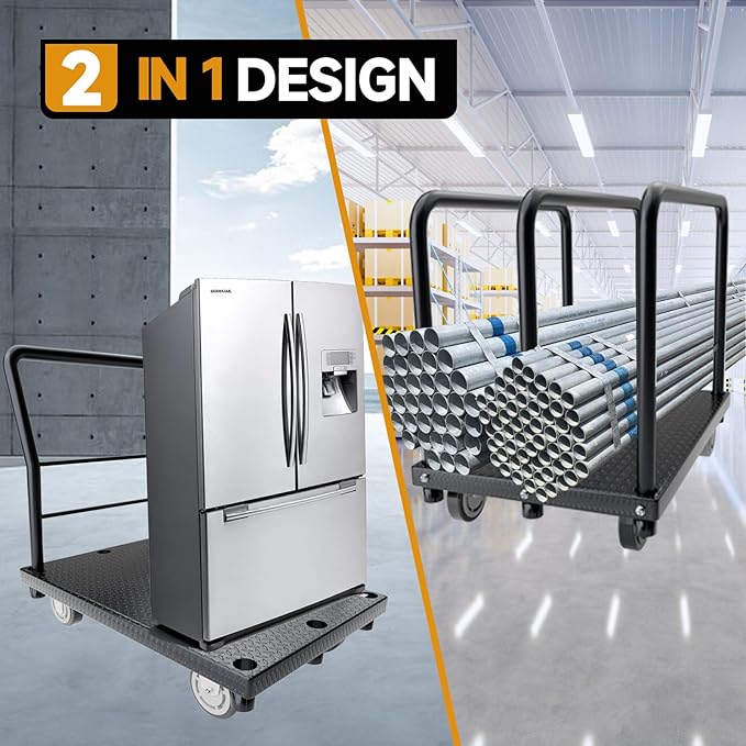 2in1 Panel Cart, Drywall Cart Platform Trucks 2500 lbs Capacity Lumber Cart - Image 2
