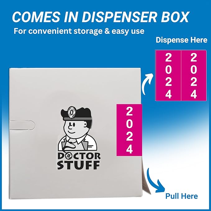 2024 Year Labels, Doctor Stuff 2024 Chart Stickers, Fuschia Color Coded - Image 3
