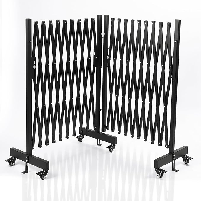 18 FT 44" High Industrial Metal Expandable Barricade，Retractable Traffic Fence by JTZFD
