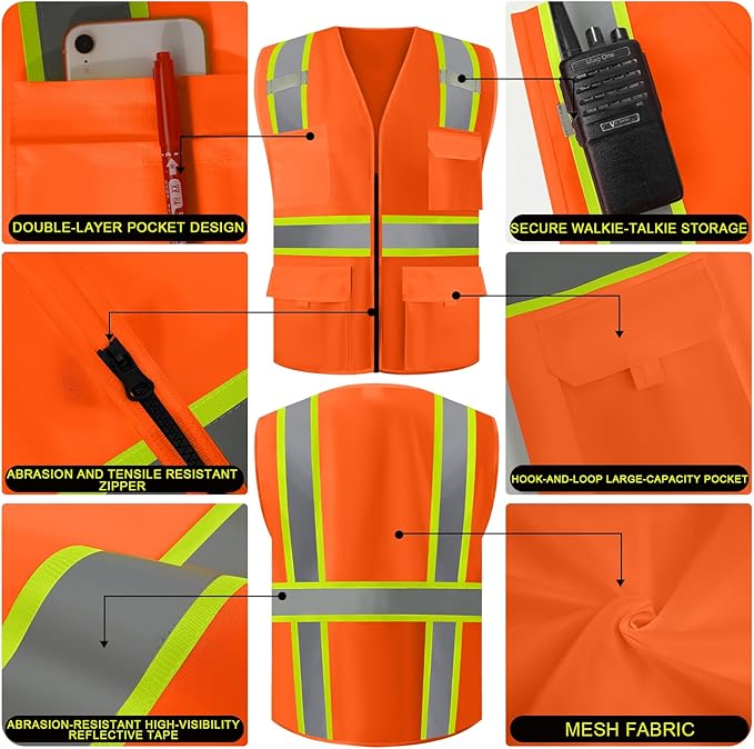 BeautyWill 10/20 Pack Custom Logo Safety Vest, Bulk High Visibility Class 2 - Image 4