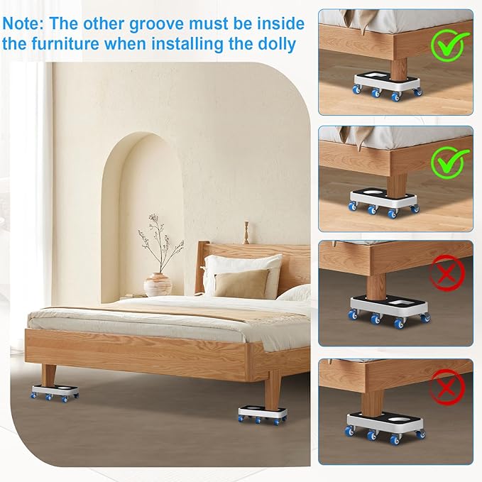 Furniture Dolly with Dual Groove Design: Furniture Sliders with 6 Wheels - Image 5