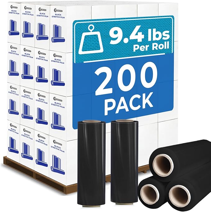Rosmonde Bulk Plastic Wrap For Moving, 200 Rolls, 80 Gauge Thick Black by Rosmonde