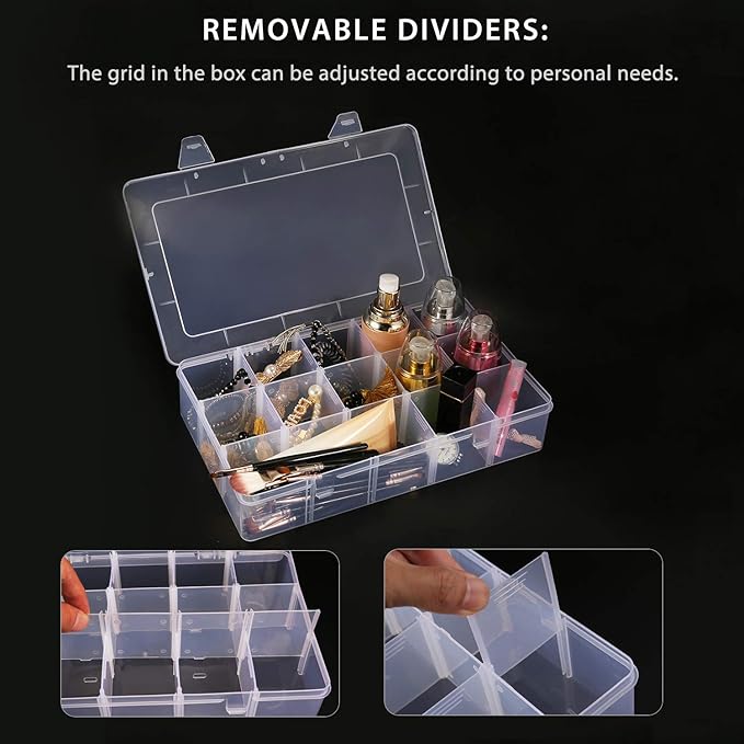 2 Pack 15 Grids Clear Plastic Organizer Box - Image 3