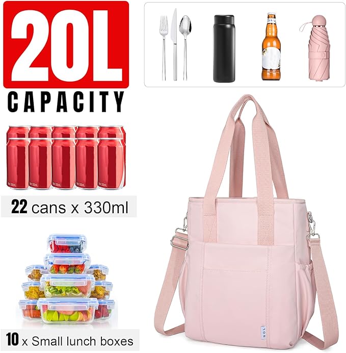 NOL Insulated Lunch Bag for Women, Large Spacious Lunch Tote Bag - Image 5