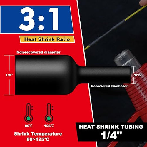 1/4" Heat Shrink Tubing, 65FT Marine Grade 3:1 Shrink Ratio Shrink tubing - Image 2