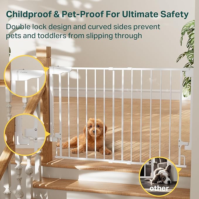 Cumbor 29.2–43" Baby Gate for Stairs, Wall-Mounted, Expandable No Bottom Bar - Image 4