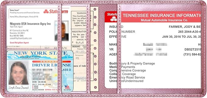 Car Insurance and Registration Holder, 5.5 x 5 Inch PU Leather Vehicle Glove - Image 3