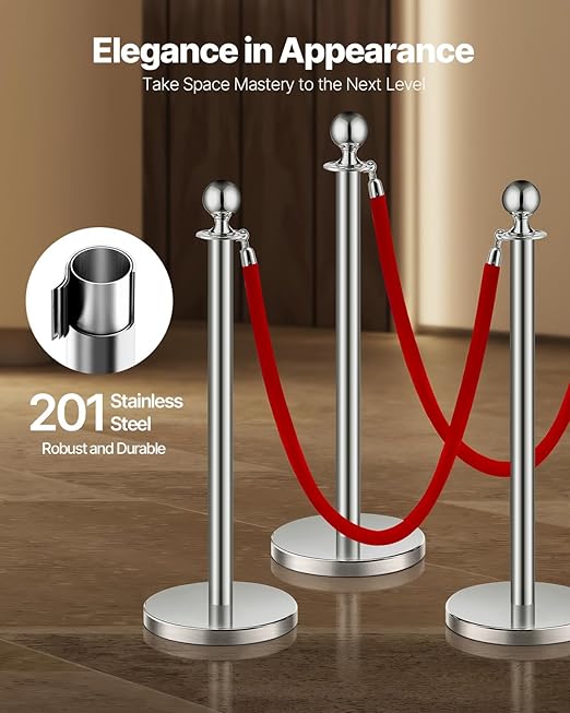 VEVOR Stanchions and Velvet Ropes 8Pcs, Hollow Base - Image 2