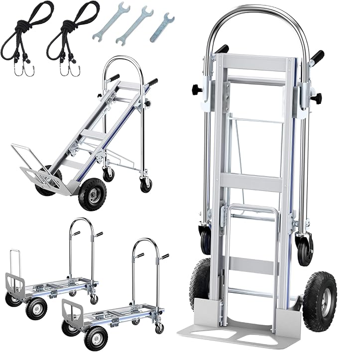 Aluminum Hand Truck, 3 in 1 Convertible Hand Truck Dolly 1000 Lbs Capacity by GEEKPC